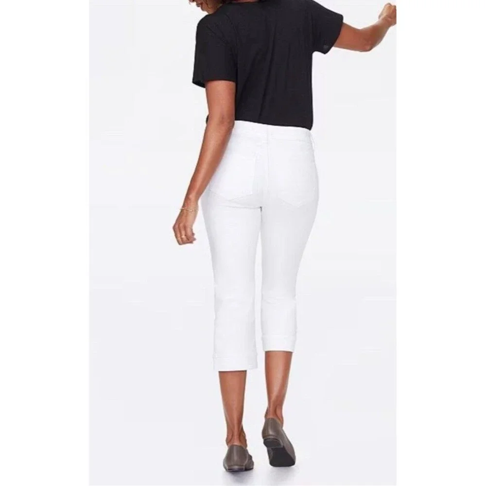 NYDJ Size 16 White Denim Jeans Marilyn Crop Lift Tuck Hi Rise Cuffed Stretch